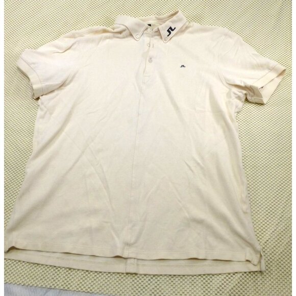 J.Lindeberg Beige Polo Golf Shirt XL Regular Fit Cotton Blend Top - Picture 1 of 8